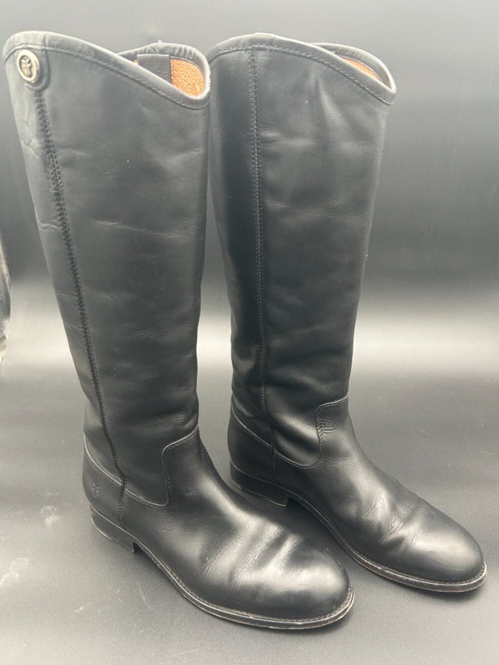 Frye Melissa Button 2 Black Leather Tall Riding Boots Women's 7.5 US